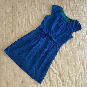 BCBG blue lace cap-sleeve dress